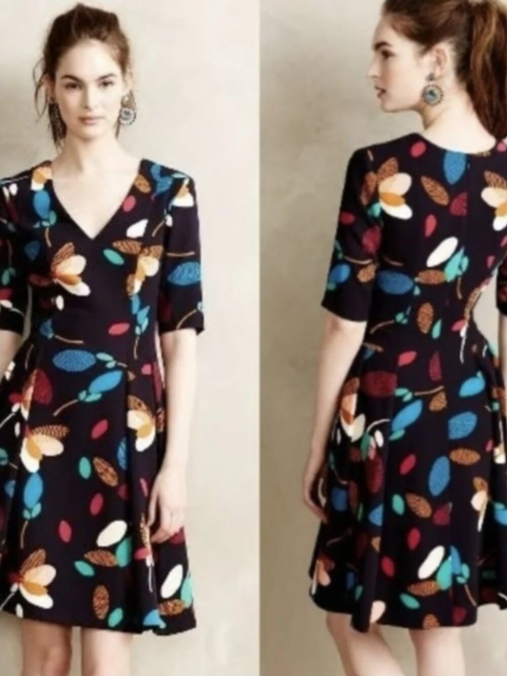 Anthropologie Yoana Baraschi "Mette Flare" abstract floral dress, M